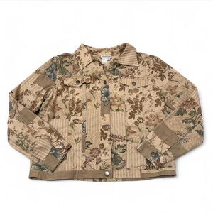 Vintage 90’s Coldwater Creek Floral Patchwork Denim Jacket Womens Medium Cottage